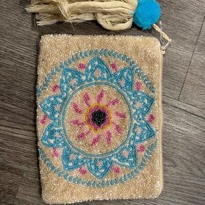 Smithsonian Beaded Mandala Pouch with Tassel Closure — New